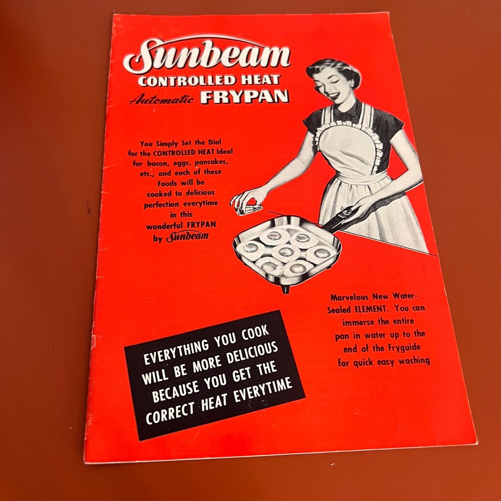 Vintage 1953 Sunbeam Automatic Frypan Recipe Instruction Booklet FP-10 FP-11